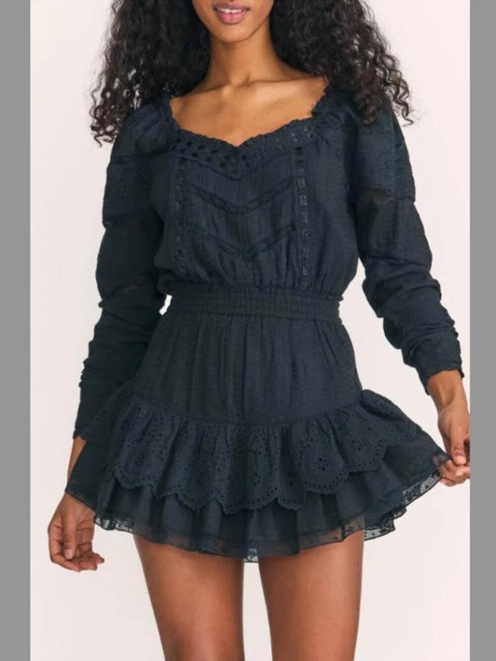 LoveShackFancy Sanaya Dress Black Viscose Sz P